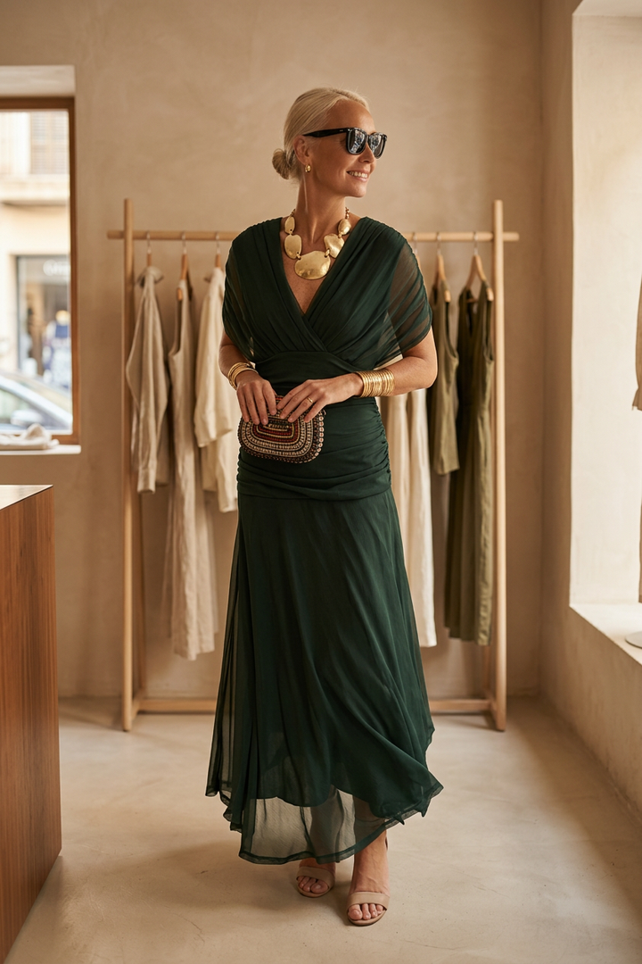 Elegant V-neck Fantasy Party Maxi Dress