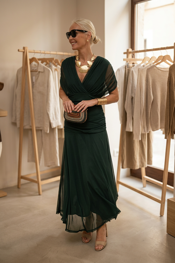 Elegant V-neck Fantasy Party Maxi Dress